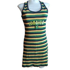 Wome's Jamaica Souvenir T-shirt Dress Striped Sleeveless Tank Island Tees L-XL